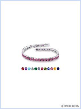 Pink Tourmaline Tennis Bracelet 925 Sterling Silver October Birthstone